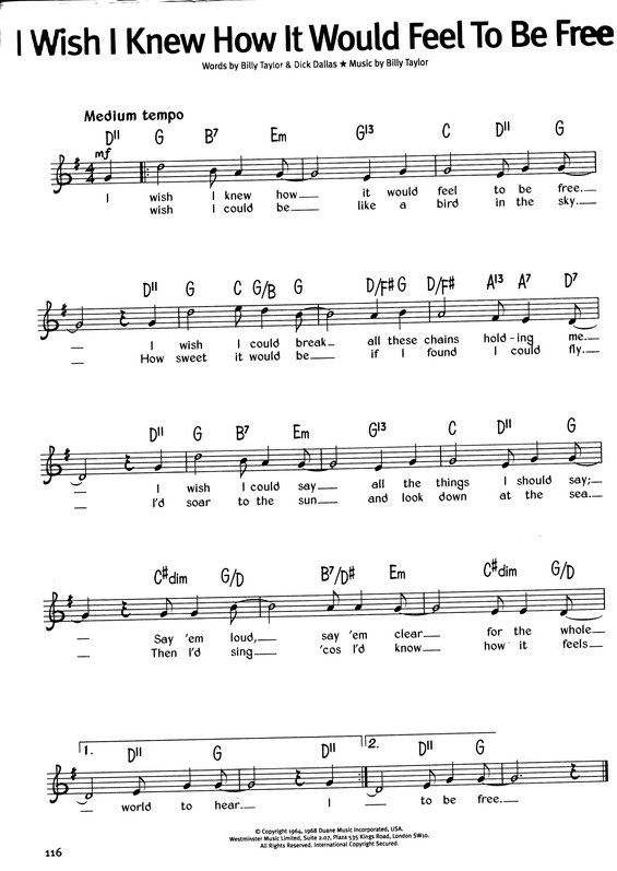 Partitura da música I Wish I Knew How It Would Feel To Be Free