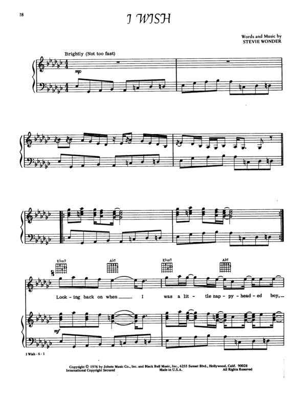 Partitura da música I Wish v.5