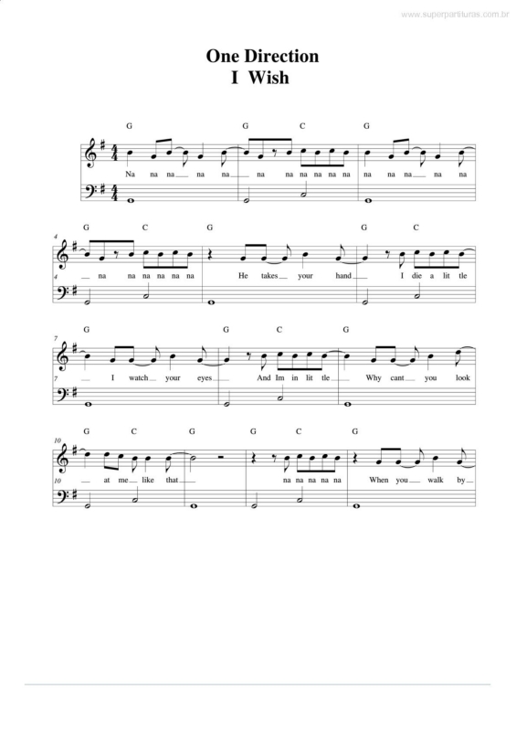 Partitura da música I Wish