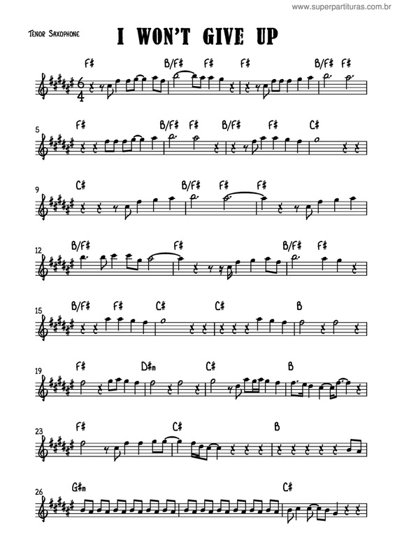 Partitura da música I Won't Give Up v.2