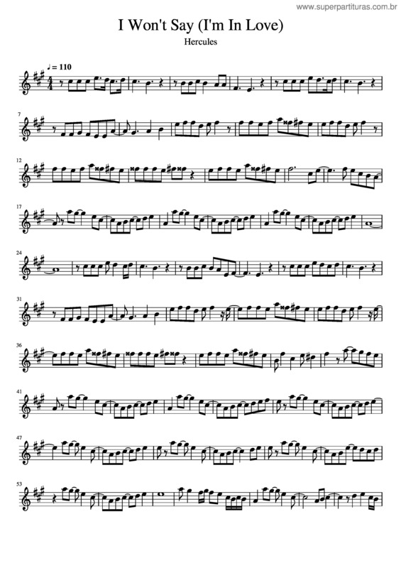 Partitura da música I Won`T Say  I`M In Love