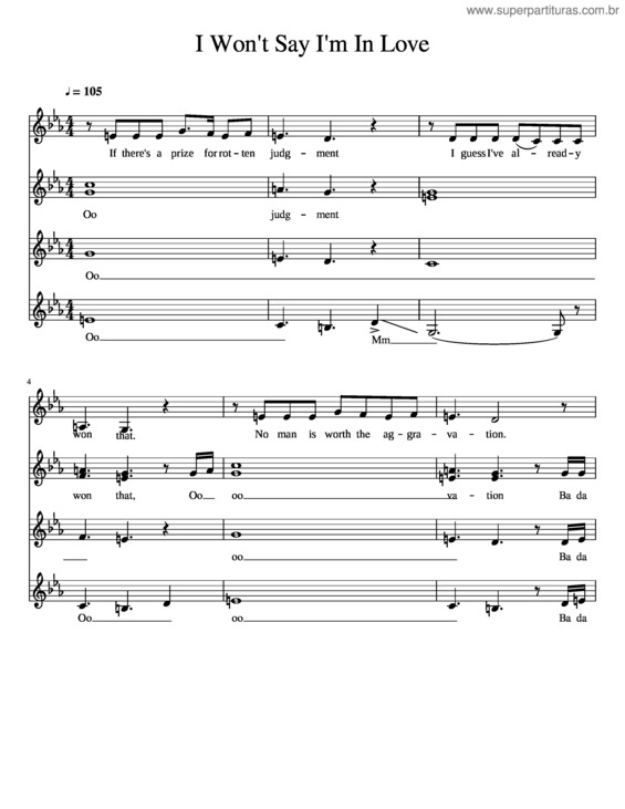 Partitura da música I Won`T Say I`M In Love v.7