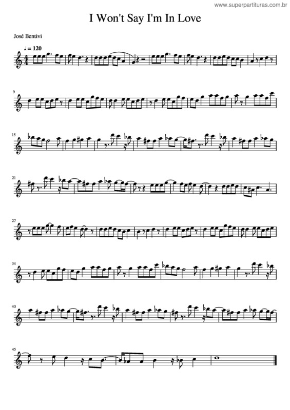 Partitura da música I Won`T Say I`M In Love