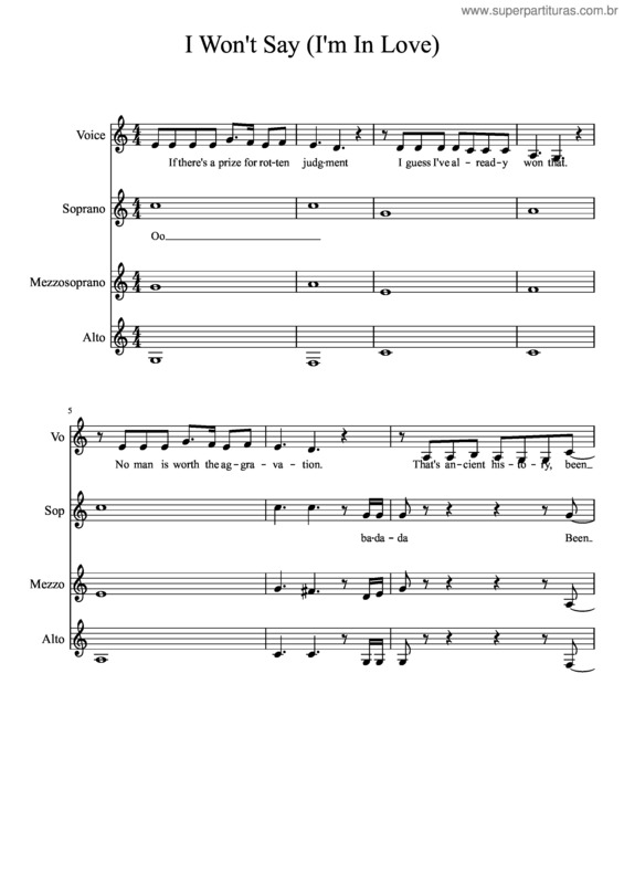 Partitura da música I Won`T Say v.3