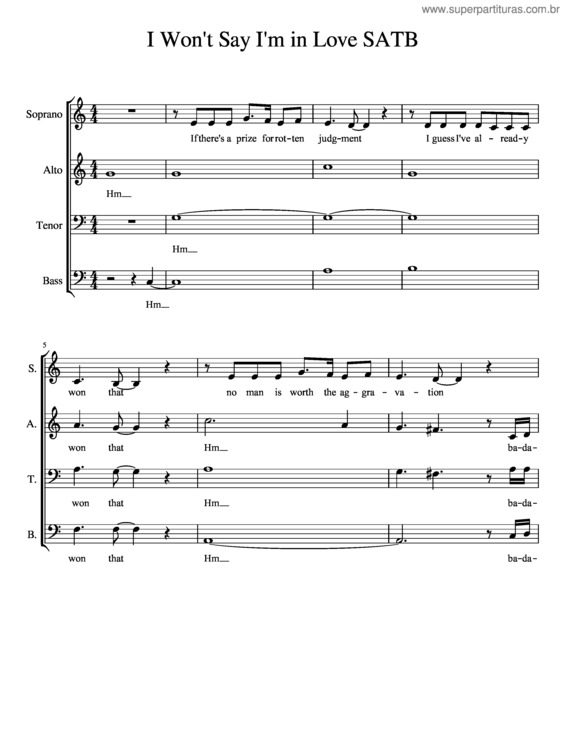 Partitura da música I Won`T Say v.4