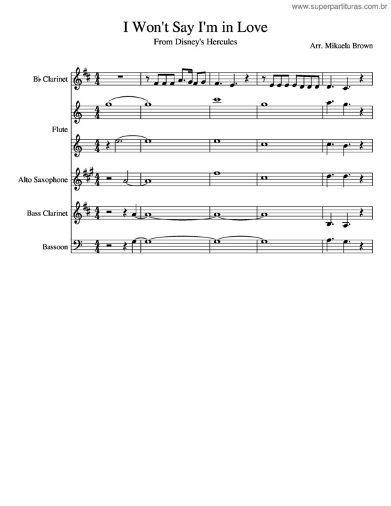 Partitura da música I Won`T Say v.6