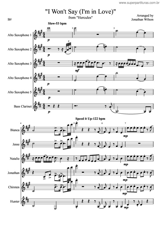 Partitura da música I Won`T Say v.7