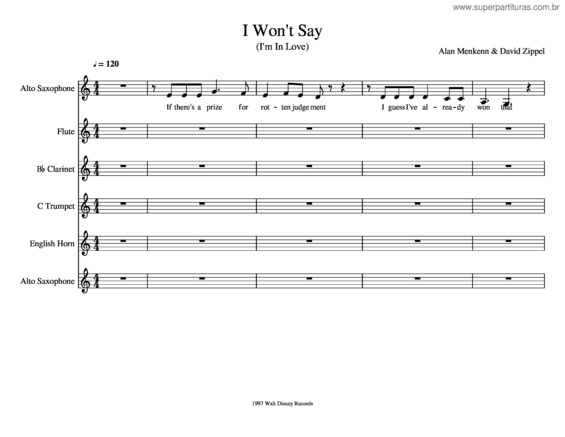 Partitura da música I Won`T Say v.8