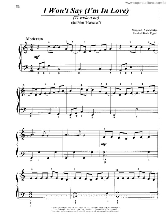 Partitura da música I Won`t Say
