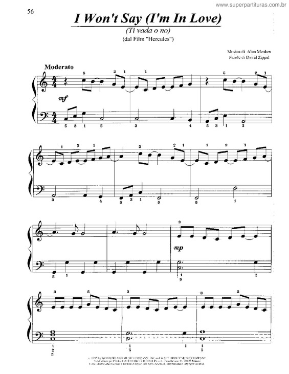 Partitura da música I Won`t Say