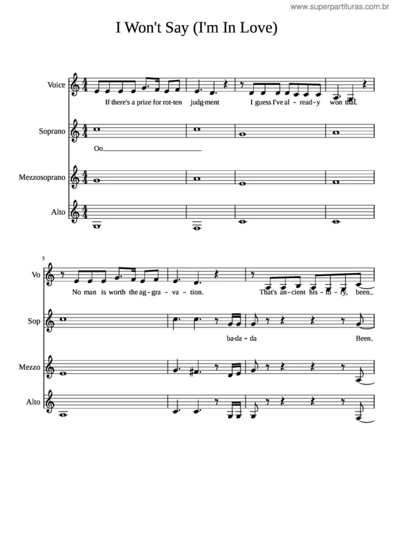 Partitura da música I Wont Say Im In Love 1