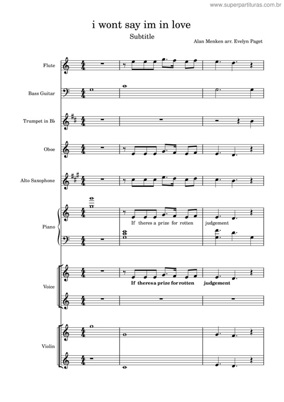 Partitura da música I Wont Say Im In Love Finished