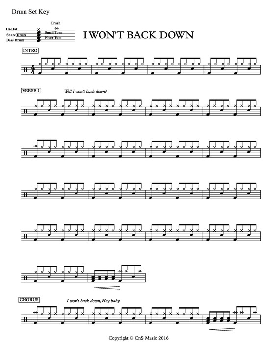 Partitura da música I Won’t Back Down