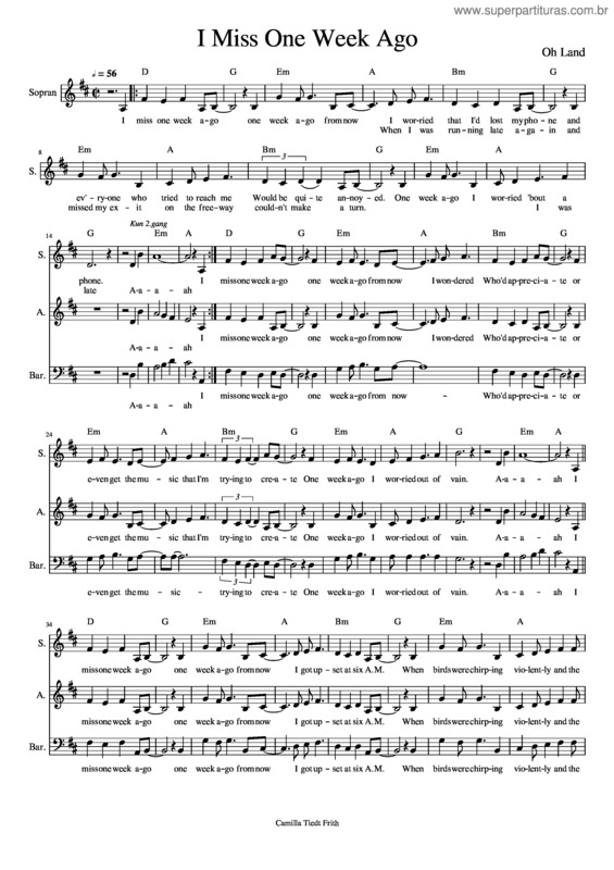 Partitura da música I_Miss_One_Week_Ago
