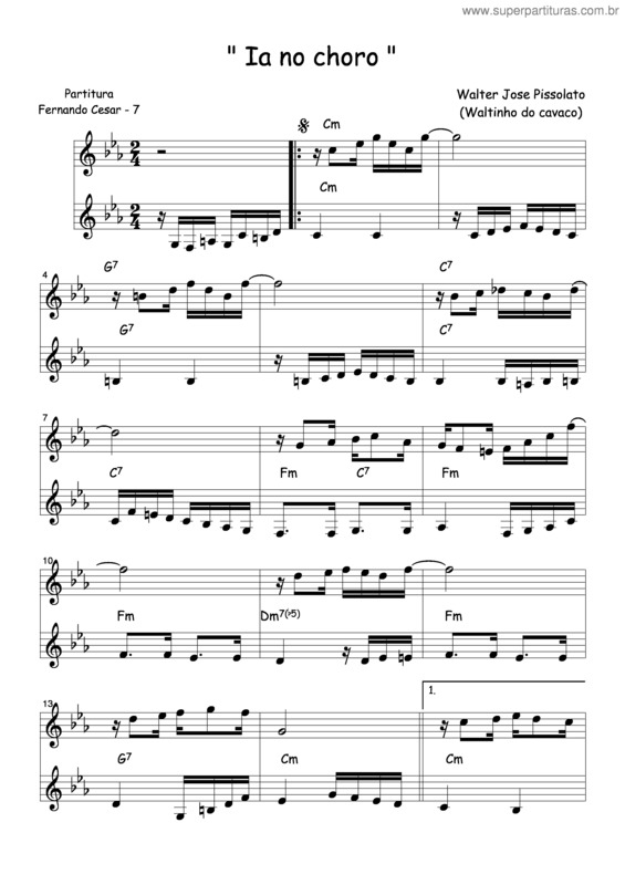 Partitura da música Ia No Choro