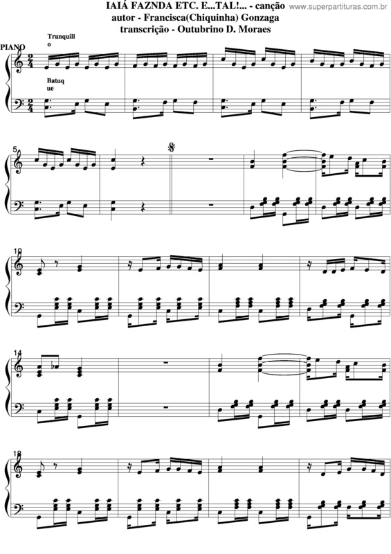 Partitura da música Iaia Fazenda Etc E Tal