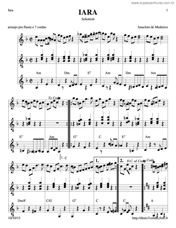 Partitura da música Iara v.2