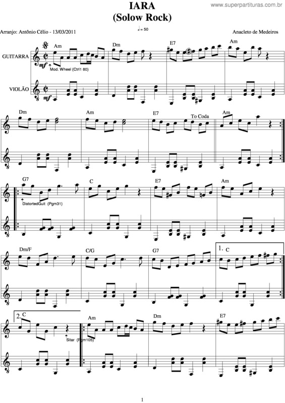 Partitura da música Iara v.4