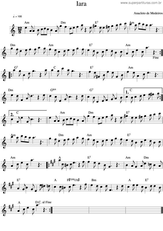 Partitura da música Iara v.5