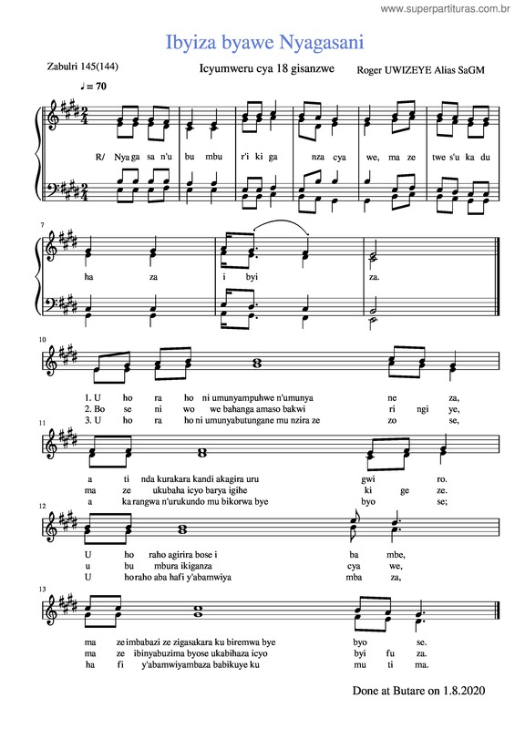 Partitura da música Ibyiza Byawe Nyagasani