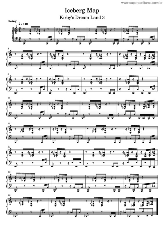 Partitura da música Iceberg Map – Kirby`S Dream Land 3