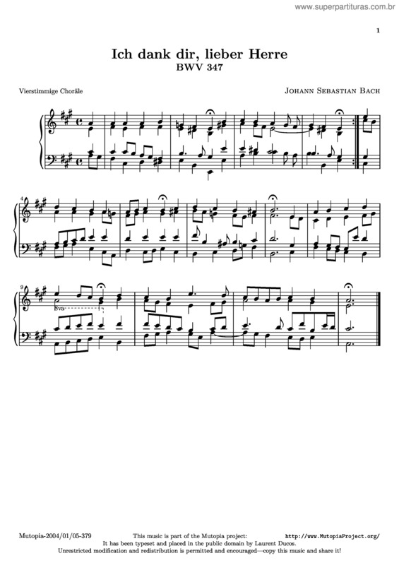 Partitura da música Ich dank dir, lieber Herre