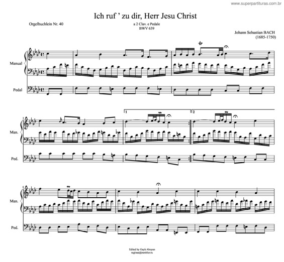 Partitura da música Ich Ruf ’ Zu Dir, Herr Jesu Christ Johann Sebastian Bach