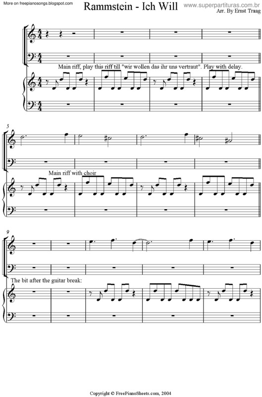 Partitura da música Ich Will