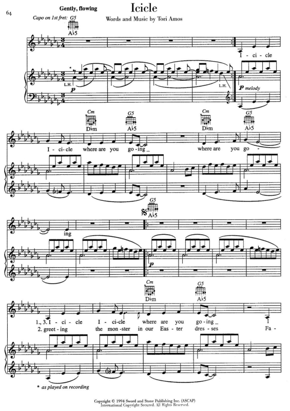 Partitura da música Icicle