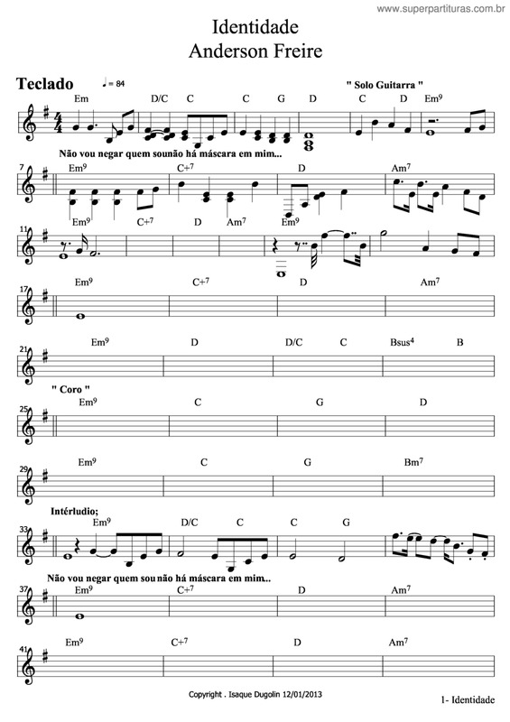 Partitura da música Identidade v.3