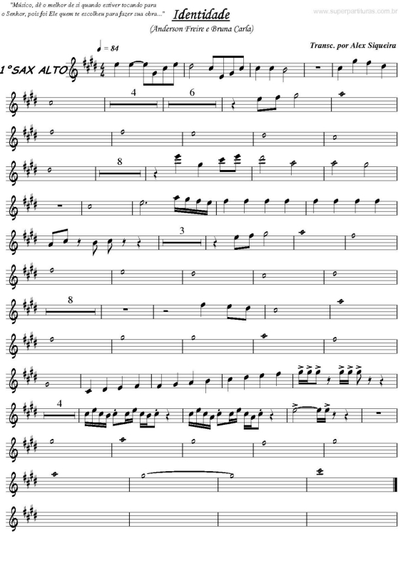 Partitura da música Identidade