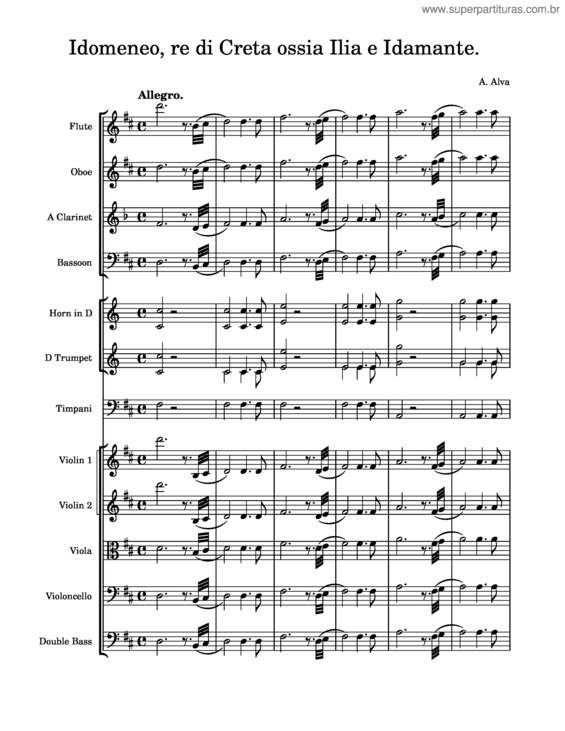 Partitura da música Idomeneo, Re Di Creta Ossia Ilia E Idamante. Unfinished