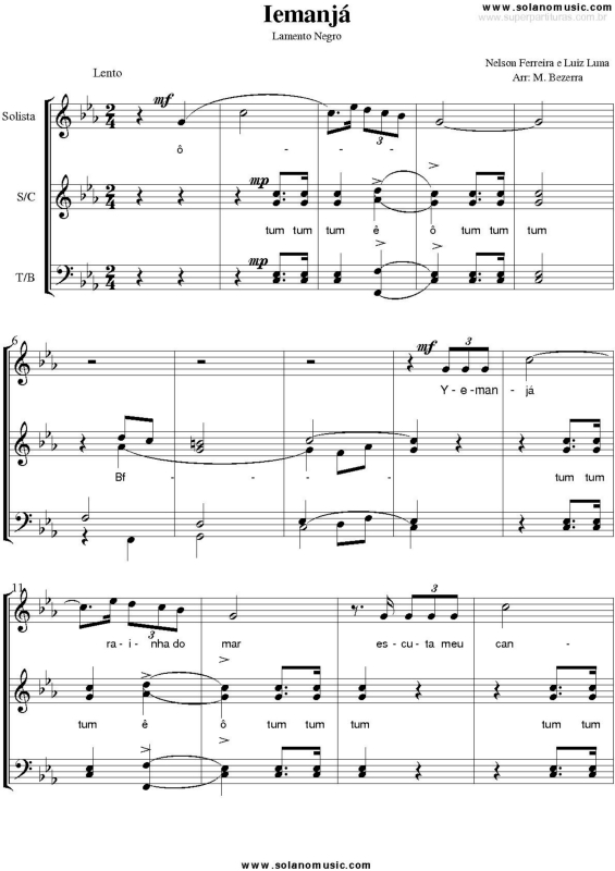 Partitura da música Iemanjá