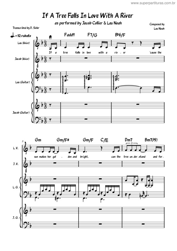 Partitura da música If A Tree Falls In Love With A River – Lau Noah