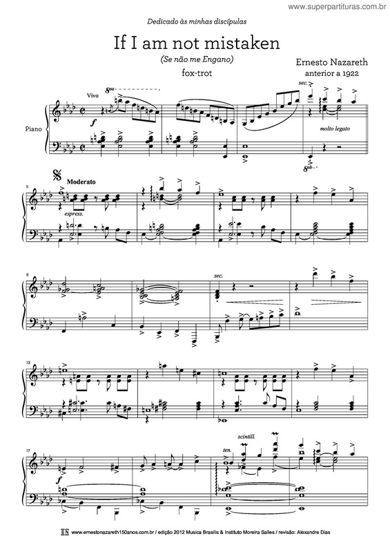 Partitura da música If I Am Not Mistaken