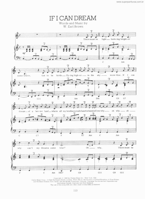 Partitura da música If I Can Dream v.2