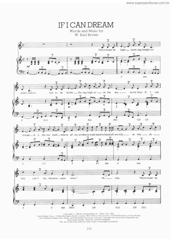 Partitura da música If I can dream