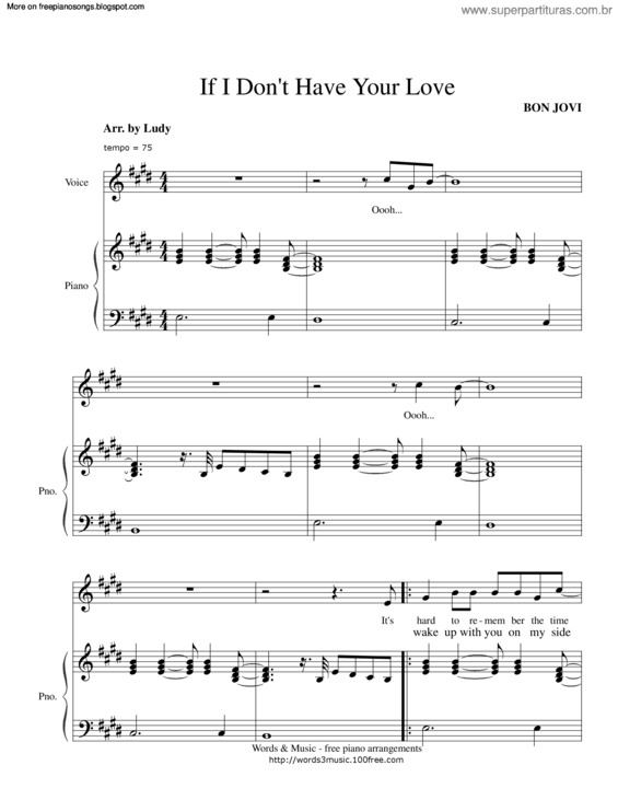 Partitura da música If I Cant Have Your Love
