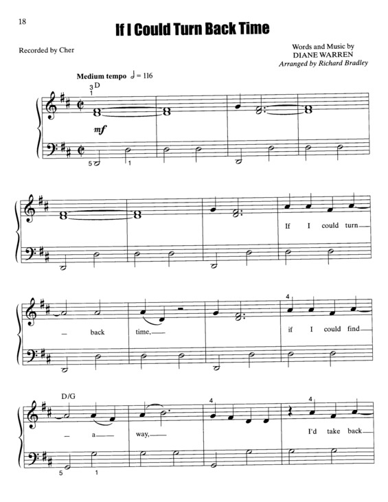 Partitura da música If I Could Turn Back Time v.3