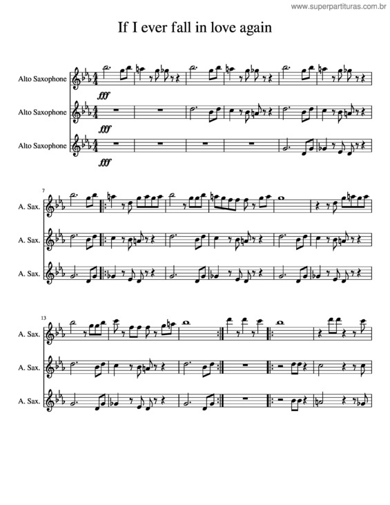 Partitura da música If I Ever Fall In Love Again v.2