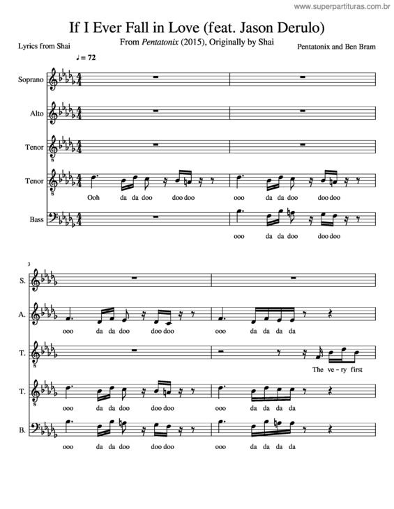 Partitura da música If I Ever Fall In Love Pentatonix Feat Jason Derulo Sattb