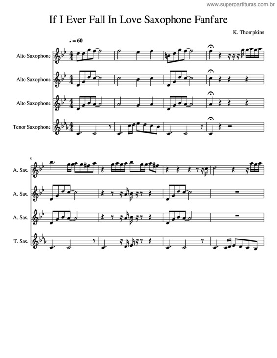 Partitura da música If I Ever Fall In Love Saxophone Fanfare