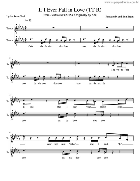Partitura da música If I Ever Fall In Love v.2