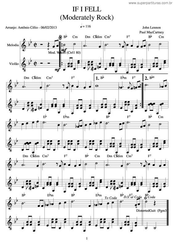 Partitura da música If I Fell v.6