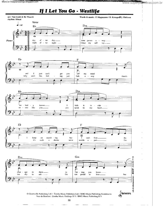 Partitura da música If I Let You Go v.2