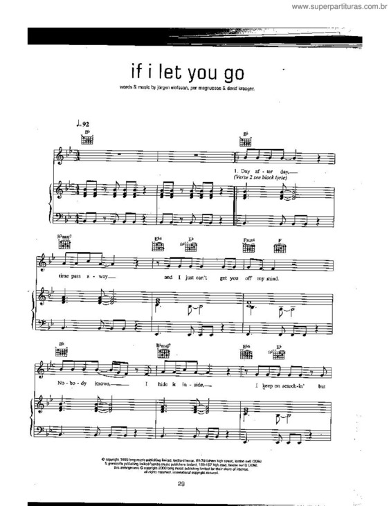 Partitura da música If I Let You Go