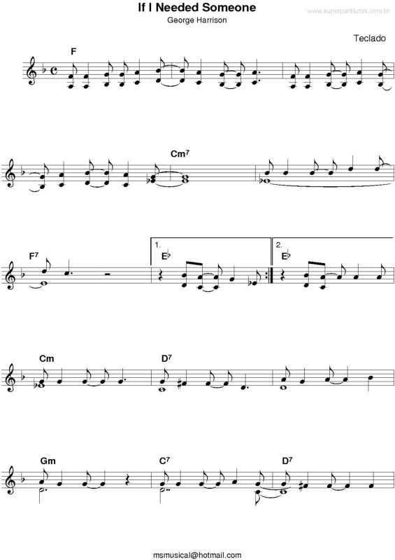 Partitura da música If I Needed Someone v.2