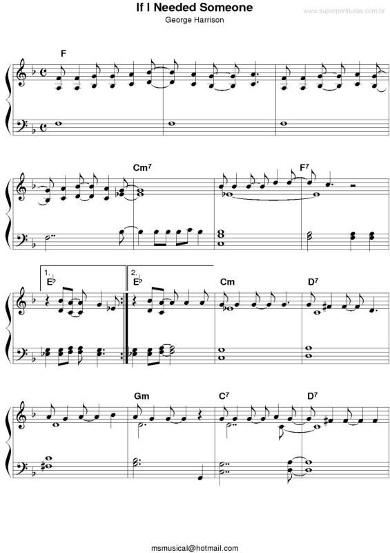 Partitura da música If I Needed Someone