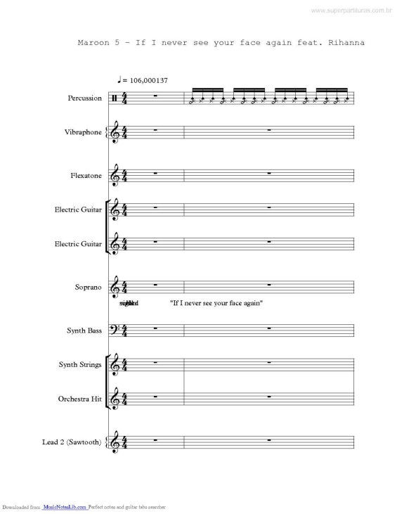 Partitura da música If I Never See Your Face Again