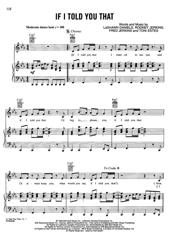 Partitura da música If I Told You That v.2